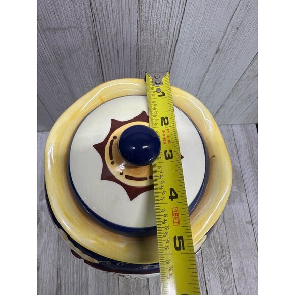 Vtg Cobalt Blue 11" Tall Cookie Jar BISCOTTI Canister Fall Leaves French Country - Picture 11 of 12